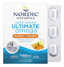 Nordic Naturals, Ultimate Omega, тропические фрукты, 600 мг, 54 жевательных жевательных таблетки