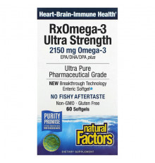 Natural Factors, Рыбий жир с максимальной силой действия RxOmega-3 для приема один раз в день, 900 мг, 60 капсул Enteripure