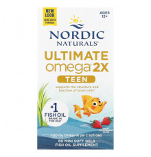 Nordic Naturals, Для подростков, Ultimate Omega 2X, для детей от 12 лет, со вкусом клубники, 60 мягких таблеток