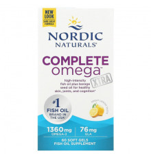 Nordic Naturals, Complete Omega Xtra со вкусом лимона, 680 мг, 60 мягких желатиновых капсул