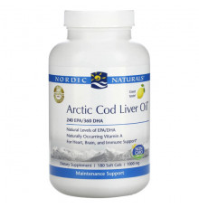 Nordic Naturals, Arctic Cod Liver Oil, жир печени арктической трески, со вкусом лимона, 250 мг, 90 капсул