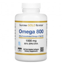 California Gold Nutrition, омега 800, рыбий жир, 80% ЭПК/ДГК, в форме триглицеридов, 1000 мг, 30 капсул из рыбьего желатина