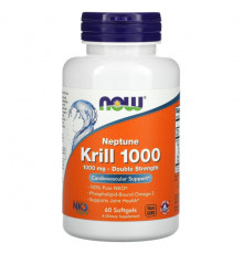 NOW Foods, Крилевый жир Neptune Krill 1000, двойная эффективность, 1000 мг, 60 мягких желатиновых капсул