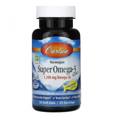 Carlson, Super Omega-3 Gems, 600 мг, 50 мягких таблеток