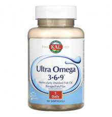 KAL, Ultra Omega 3, 6, 9, 50 мягких таблеток