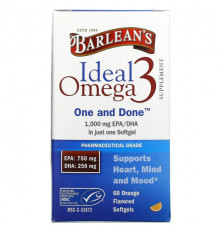 Barlean's, Ideal Omega 3, апельсин, 30 мягких таблеток