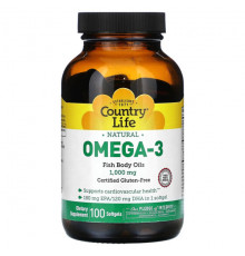 Country Life, Naturals Omega-3, 1000 мг, 50 мягких таблеток