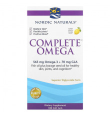 Nordic Naturals, Complete Omega, лимонный вкус, 1000 мг, 180 гелевых капсул