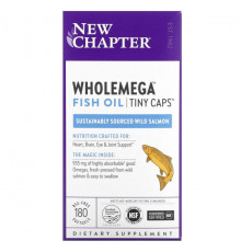 New Chapter, Рыбий жир Wholemega, маленькие капсулы, 180 капсул