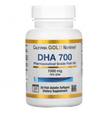 California Gold Nutrition, DHA 700, рыбий жир фармацевтической степени чистоты, 1000 мг, 30 рыбно-желатиновых капсул