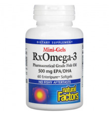 Natural Factors, Mini-Gels RxOmega-3, 500 mg, 60 Enteripure Softgels