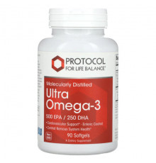 Protocol for Life Balance, Ultra Omega-3, 500 ЭПК / 250 ДГК, 90 мягких таблеток