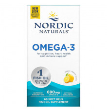 Nordic Naturals, Омега-3, с лимонным вкусом, 345 мг, 60 капсул