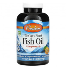 Carlson, The Very Finest Fish Oil, натуральный лимон, 700 мг, 120 мягких таблеток