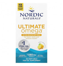 Nordic Naturals, Ultimate Omega, со вкусом лимона, 640 мг, 60 капсул