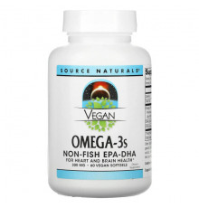 Source Naturals, Vegan Omega-3s EPA-DHA, 300 мг, 30 мягких таблеток