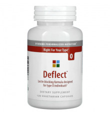 D'Adamo Personalized Nutrition, Deflect, формула, блокирующая лектины типа O, 120 вегетарианских капсул