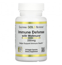 California Gold Nutrition, Immune Defense with Wellmune, бета-глюкан, 250 мг, 30 растительных капсул