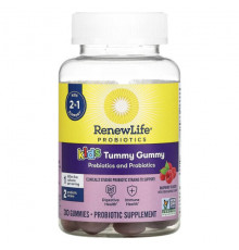 Renew Life, Kids Tummy Gummy, Prebiotics and Probiotics, Raspberry, 30 Gummies