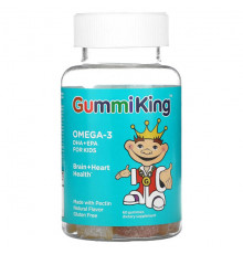 GummiKing, Омега-3 ДГК + ЭПК для детей, клубника, апельсин и лимон, 60 жевательных конфет