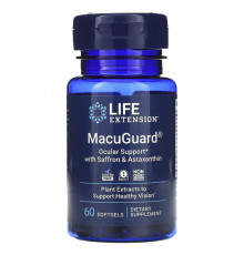 Life Extension, MacuGuard, поддержка зрения с шафраном и астаксантином, 60 капсул