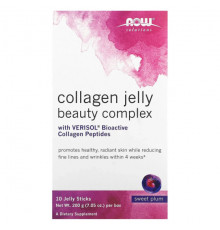 NOW Foods, Solutions, Collagen Jelly Beauty Complex, сладкий апельсин, 10 желейных палочек, 20 г (0,705 унции)