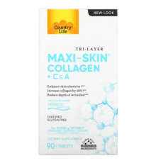 Country Life, Tri Layer Maxi-Skin Collagen, коллаген с витаминами C и A, 90 таблеток