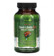 Irwin Naturals, Steel-Libido X2, мака и L-аргинин, 75 желатиновых капсул