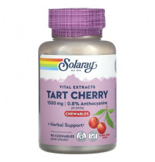 Solaray, Vital Extracts Tart Cherry, натуральная вишня, 500 мг, 90 жевательных таблеток