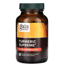 Gaia Herbs, Turmeric Supreme, Extra Strength, куркума, 60 растительных фито-капсул с жидкостью