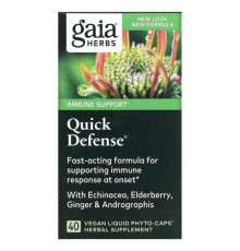 Gaia Herbs, Quick Defense, 20 веганских жидких фитокапсул