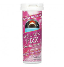 Source Naturals, Иммуностимулирующее средство Wellness Fizz, со вкусом натуральных ягод, 10 пластинок