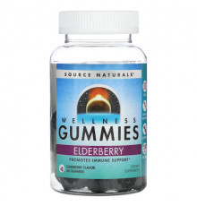 Source Naturals, Wellness Gummies, бузина, 60 жевательных таблеток