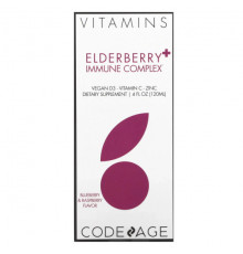 Codeage, Vitamins, бузина и иммунный комплекс, голубика и малина, 120 мл (4 жидк. Унции)