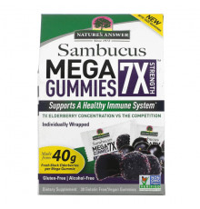 Nature's Answer, Sambucus Mega Gummies 7X Strength, черная бузина, 30 вегетарианских жевательных мармеладок без желатина