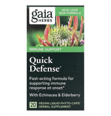 Gaia Herbs, Quick Defense, 20 веганских жидких фитокапсул