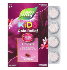 Umcka, Kids Cold Relief, Non-Drowsy, For Ages 6+, Cherry , 10 Chewable Tablets