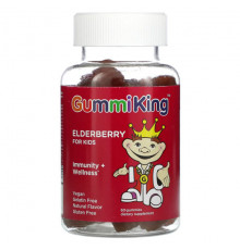 GummiKing, Бузина для детей, для иммунитета и хорошего самочувствия, малина, 60 жевательных таблеток