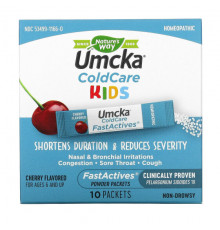 Umcka, Kids ColdCare, FastActives, For Ages 6 and UP, Cherry, 10 Powder Packets, 0.024 oz (0.7 g) Each