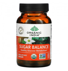 Organic India, Sugar Balance, здоровый метаболизм глюкозы, 90 растительных капсул