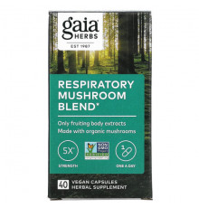 Gaia Herbs, Смесь респираторных грибов, 40 веганских капсул