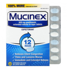 Mucinex, Mucinex, 40 двухслойных таблеток с замедленным высвобождением