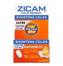 Zicam, Ultra Cold Remedy, RapidMelts, апельсиновый крем, 18 быстрорастворимых таблеток