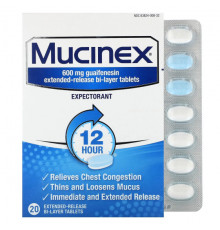 Mucinex, Mucinex, 20 двухслойных таблеток с замедленным высвобождением