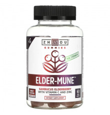 Zhou Nutrition, Максимальная сила Elder-Mune, бузина, 60 веганских жевательных таблеток