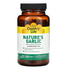 Country Life, Nature's Garlic, 500 мг, 180 мягких таблеток