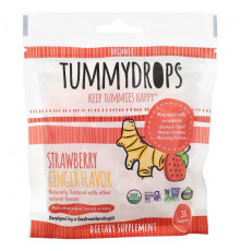 Tummydrops, Органические капли для живота, клубника и имбирь, 33 пастилки