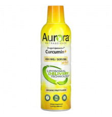 Aurora Nutrascience, Mega-Liposomal Curcumin+, мега липосомальный куркумин, со вкусом органических фруктов, 600 мг, 480 мл (16 жидк. унций)