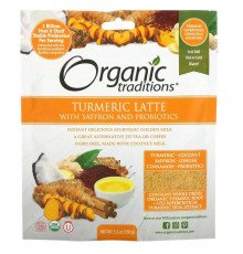 Organic Traditions, Латте из куркумы с шафраном и пробиотиками, 150 г (5,3 унции)