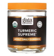 Gaia Herbs, Turmeric Supreme, жевательные мармеладки для взрослых, 40 веганских жевательных таблеток